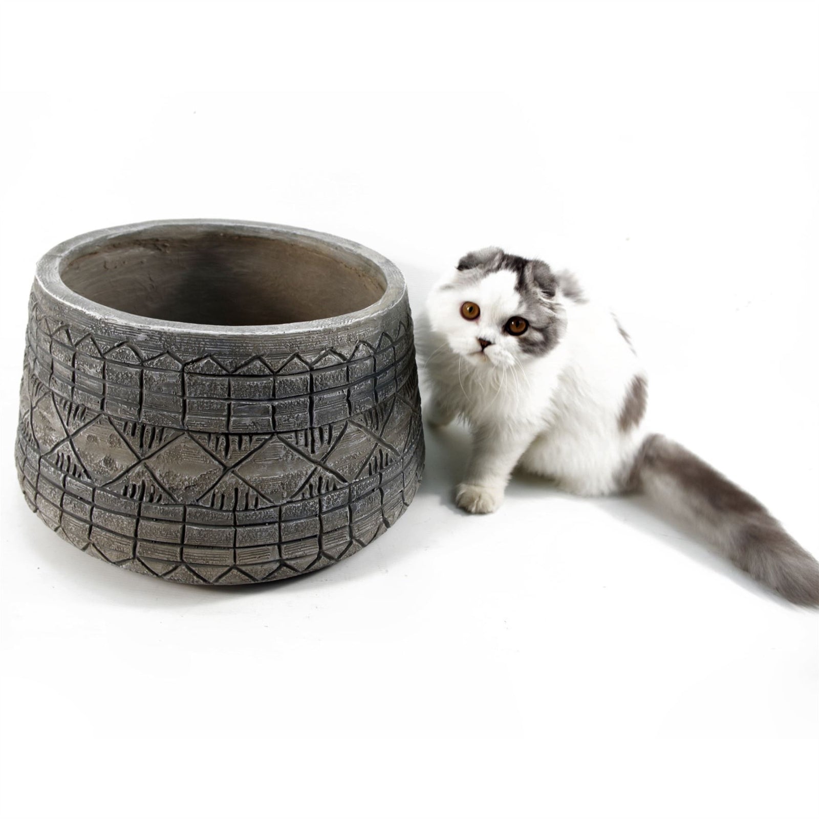X 37cm Large Grey Gliese Embossed Planter 22cm