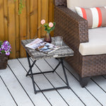 Folding Rattan Coffee Table W/ Steel Frame Bistro Garden