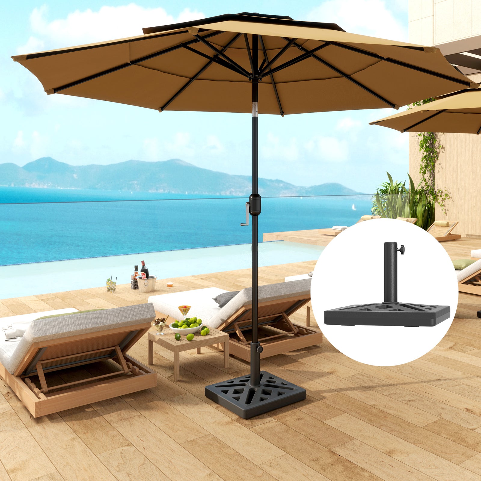 Outsunny Parasol Base 15kg Garden Umbrella Stand With Cut-out Design