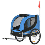 Pawhut Pet Bicycle Trailer Steel Dog Bike Carrier Water Resistant Travel | Blue