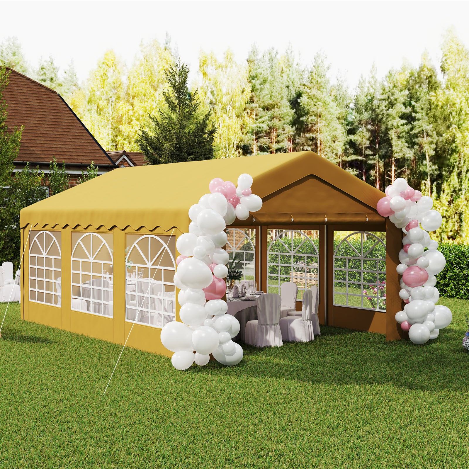 6m Garden Gazebo Carport Shelter Removable Sidewall