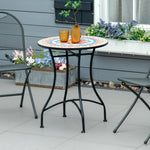 Outsunny 60cm Mosaic Round Bistro Table Outdoor Garden Side Table, Red