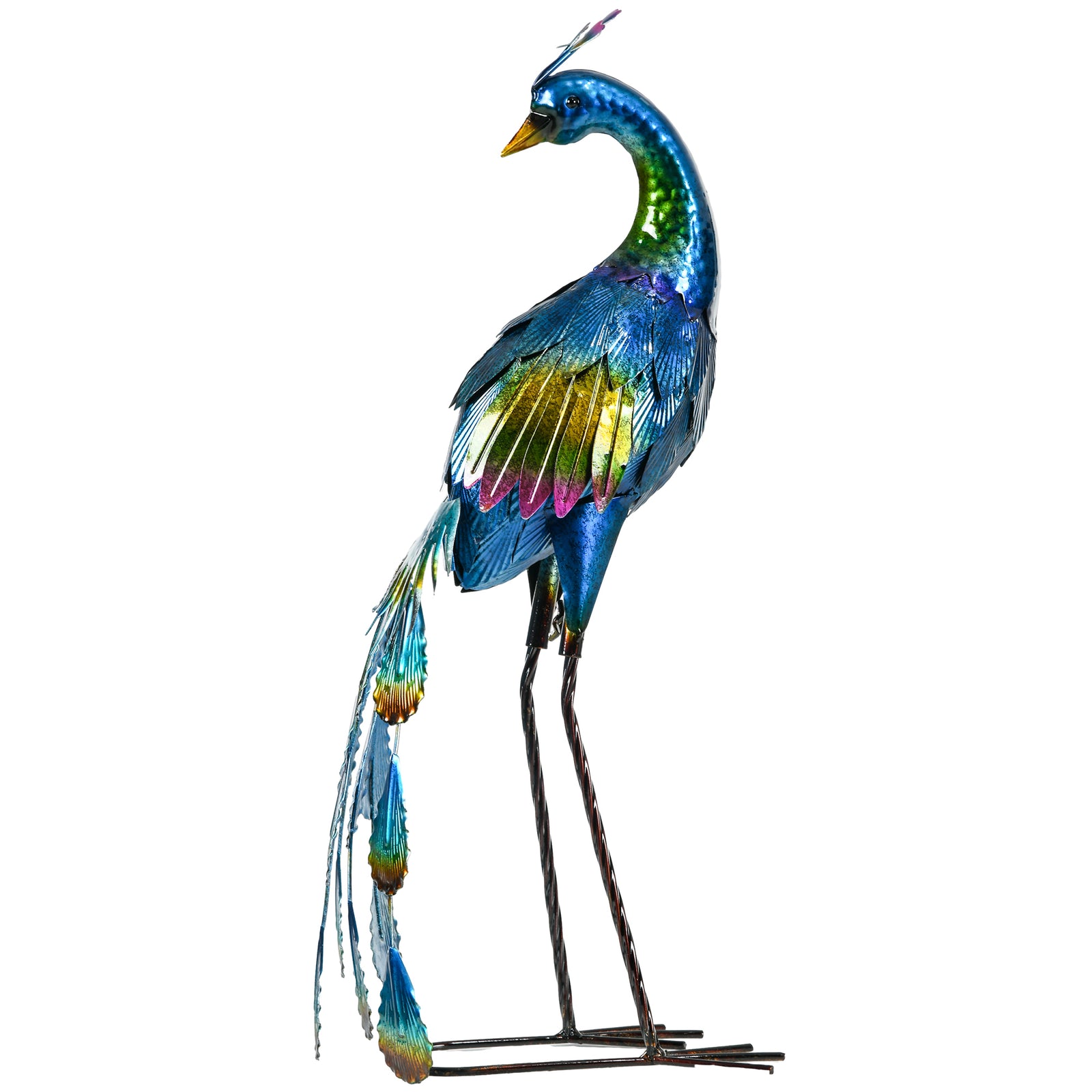 59cm Peacock Garden Statue, Steel Lawn Decor, Gift
