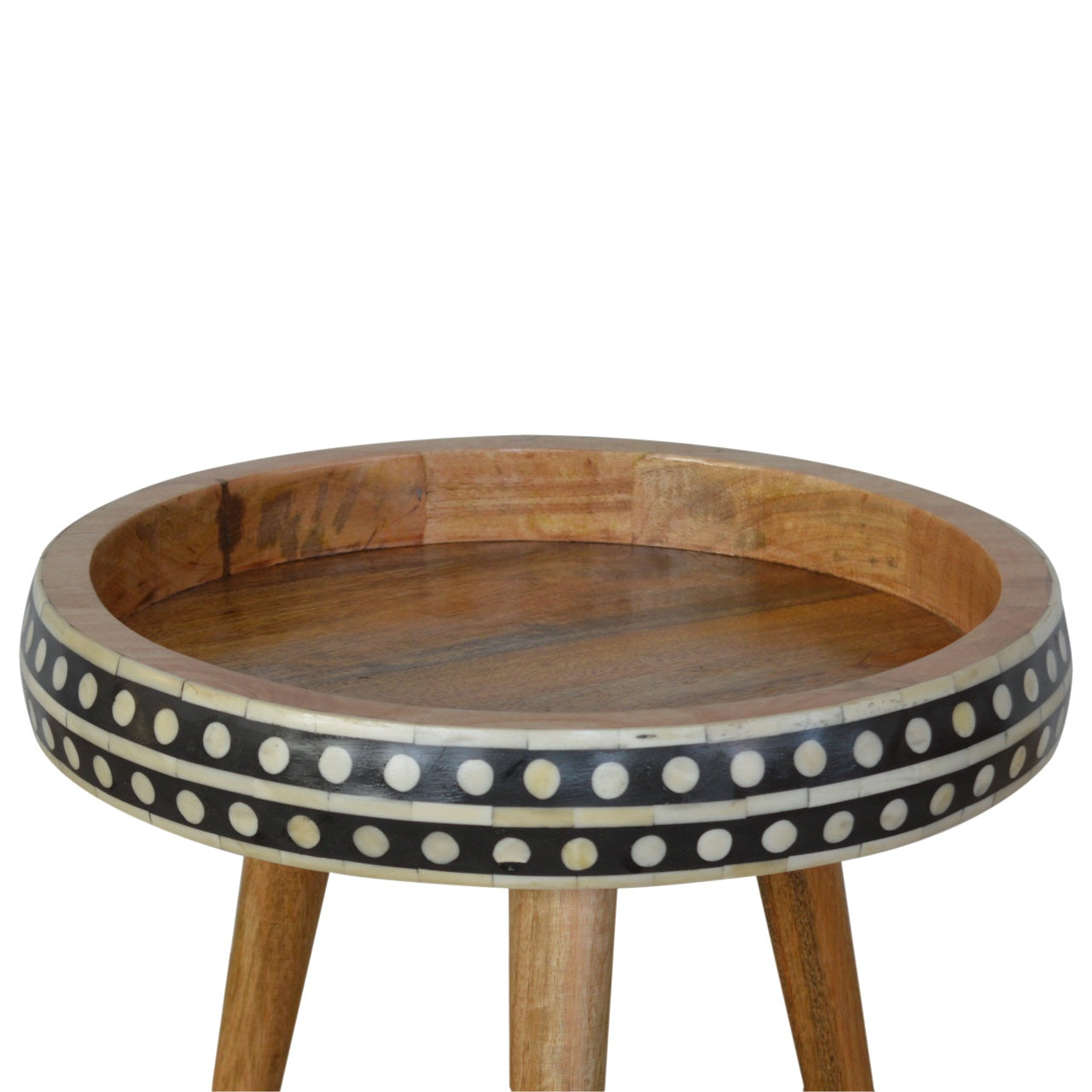 Solid Mango Wood Small Dotted End Table