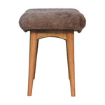 Solid Wood Mocha Faux Fur Curved Bench