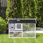 Rabbit Hutch Wood Bunny Cage For Outdoor Indoor W/ Pull Out Tray Ramp | Gray