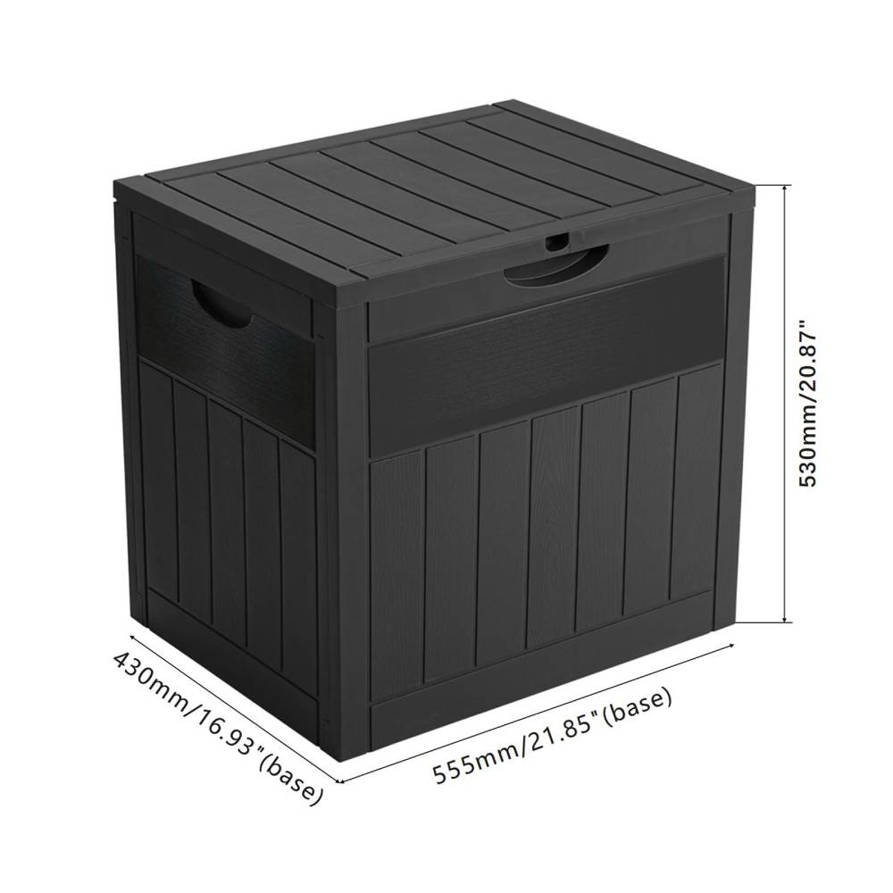 126l Waterproof Plastic Storage Box With Padlock – Lockable Wood-grain Outdoor & Indoor Container | Black