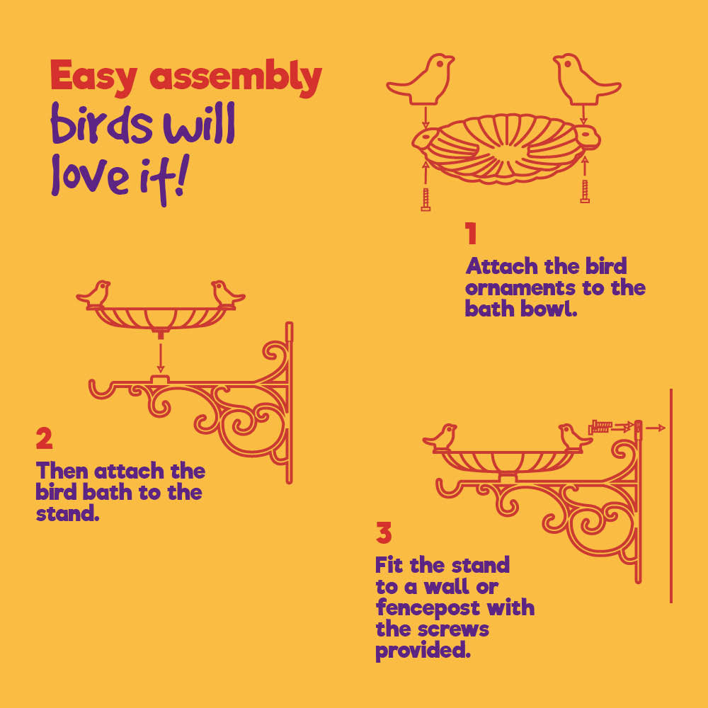 Petlicity Wall Mounted Cast Iron Bird Bath And Feeder Garden Bird Bath Basin With Bracket Rustic Outdoor Decor