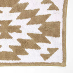 Natural And White Bath Mat 100% Cotton Aztec Design, 50 X 80 Cm
