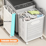 Foldable Laundry Basket 42l Large Heavy Duty Laundry Hamper On Wheels Fold Away | White