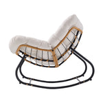 Elegant Rattan Rocking Chair With Cushioned Seat – Stylish And Comfortable Relaxation | White