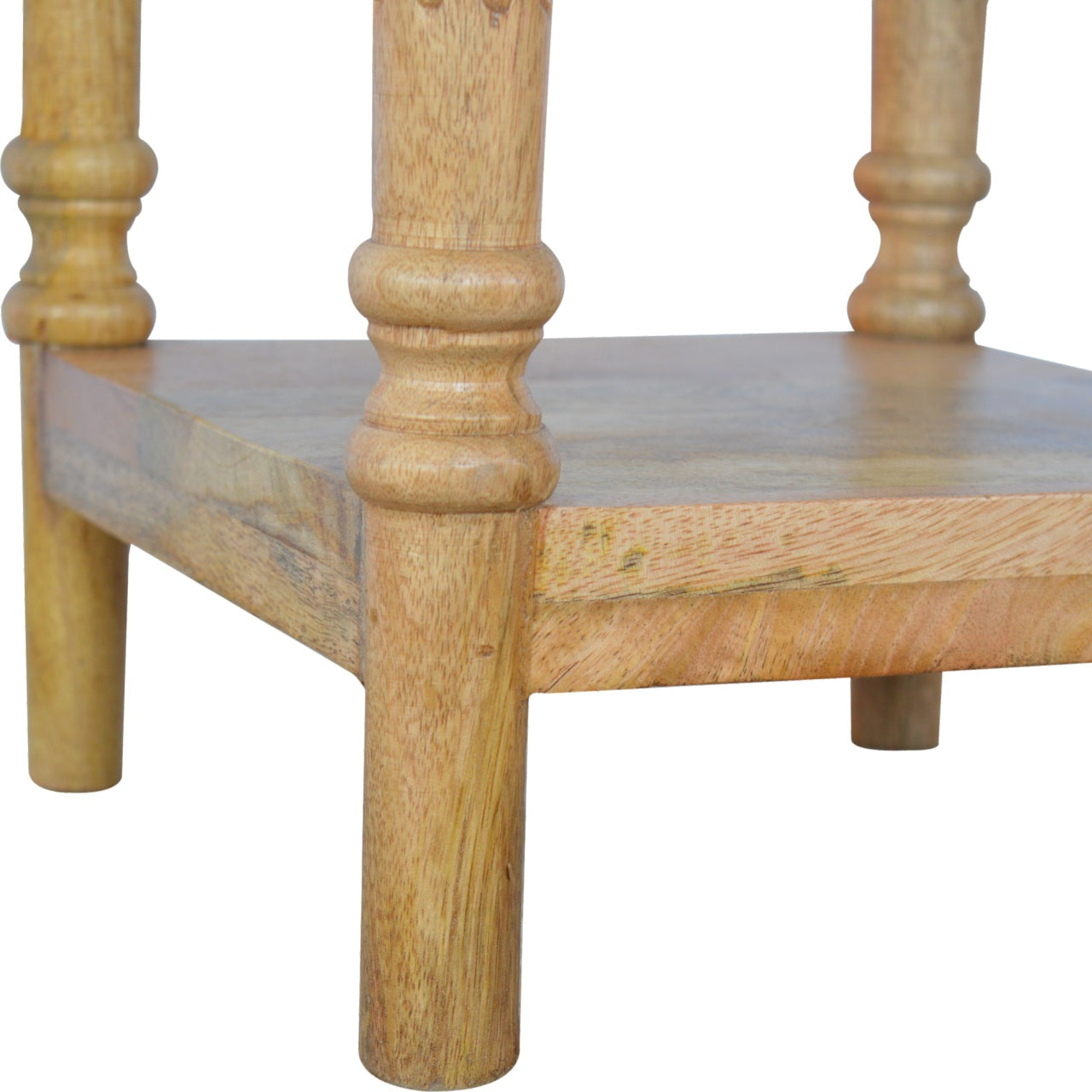 Turned Leg Telephone Table, 1 Drawer, 2 Open Shelf, Brown