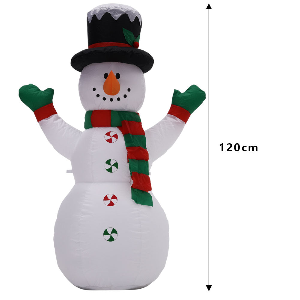 1.2m H Inflatable Snowman – Outdoor Christmas Decoration With Built-in Air Blower & Transformer