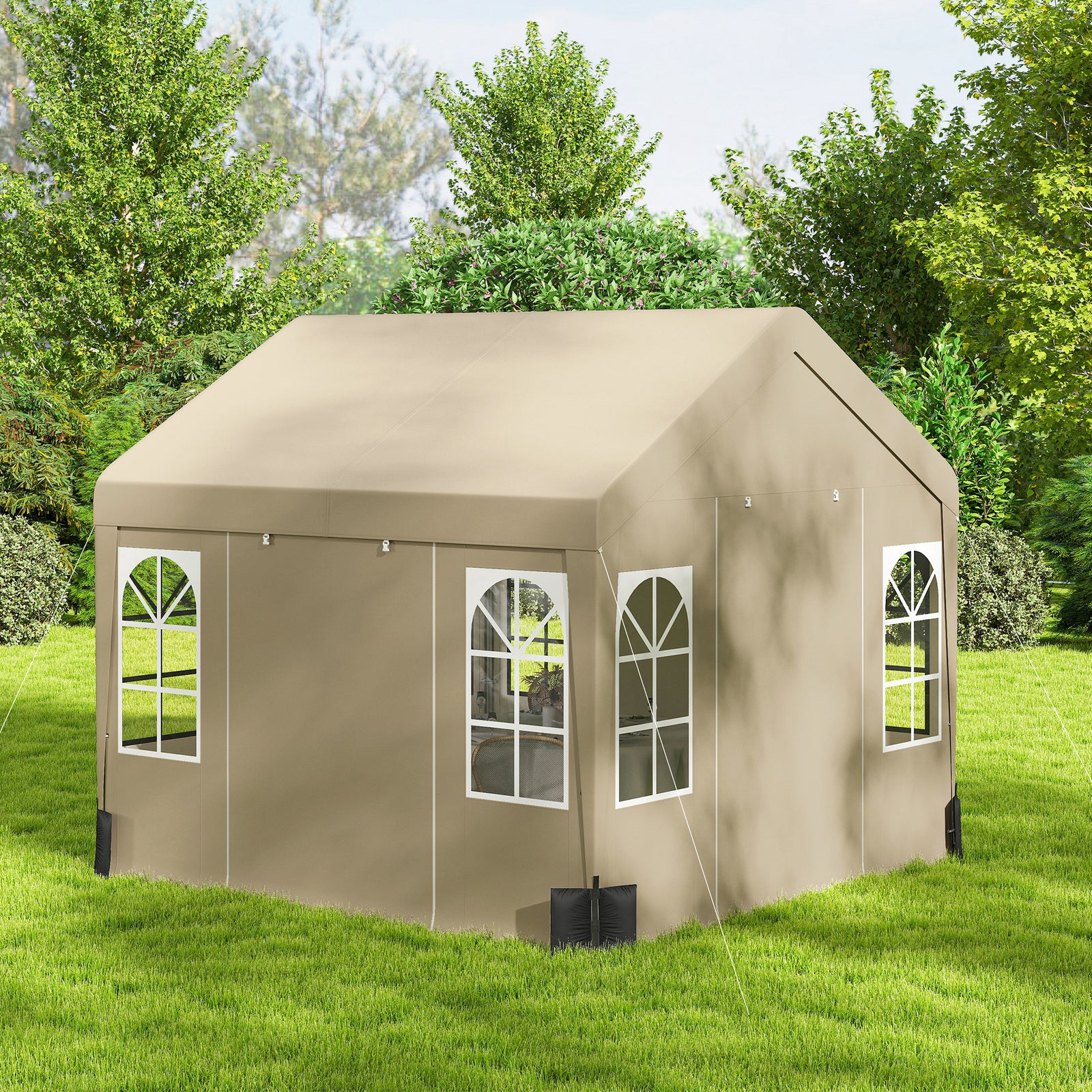 3 X 3 M Party Tent, Outdoor Canopy Tent With Sidewalls | Beige