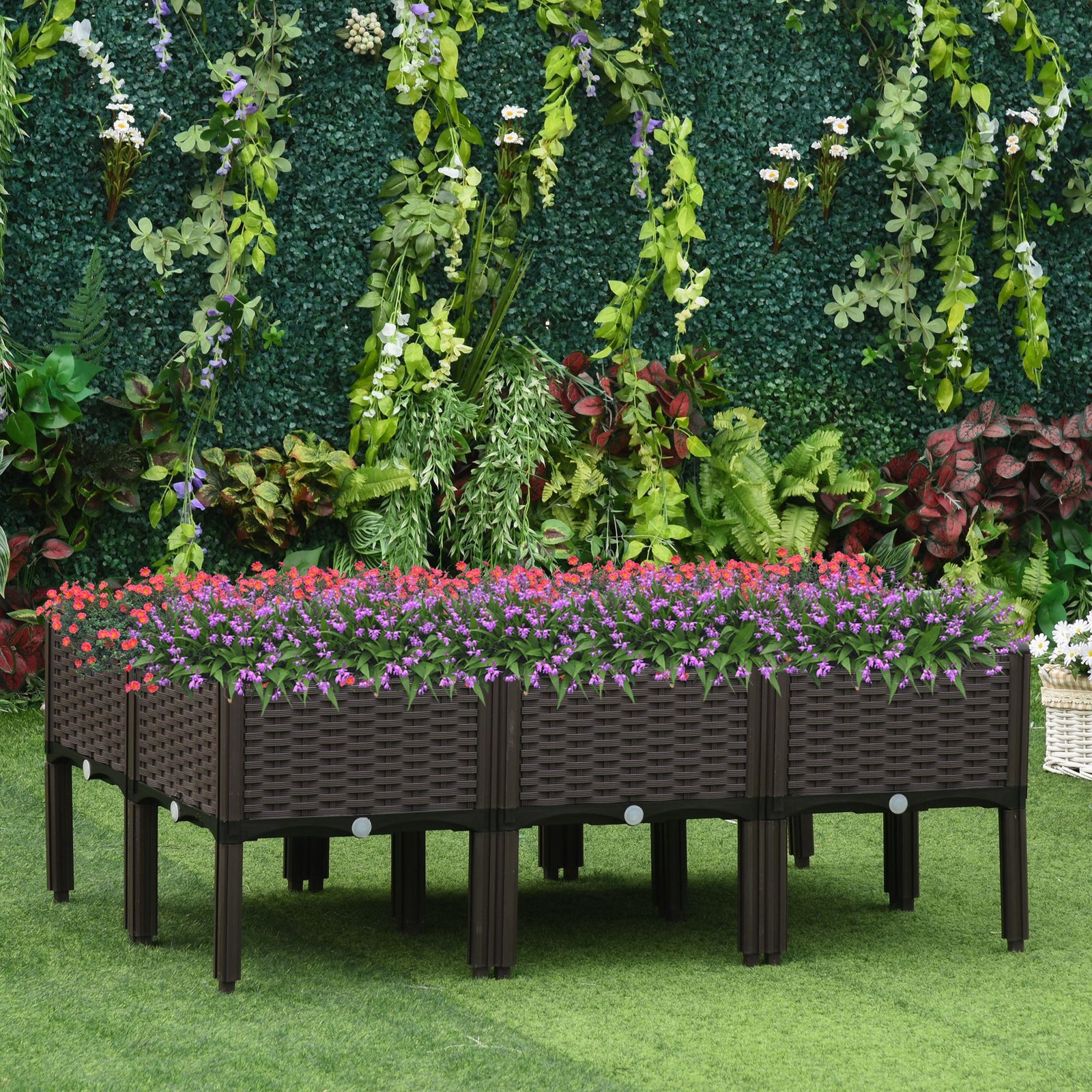 Set Of 6 Raised Flower Bed Plant Stand Brown