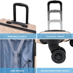 55x35x20cm Cabin Carry Bag Hard Shell Suitcase 100+ Airline Approved | Cabin | Champagne