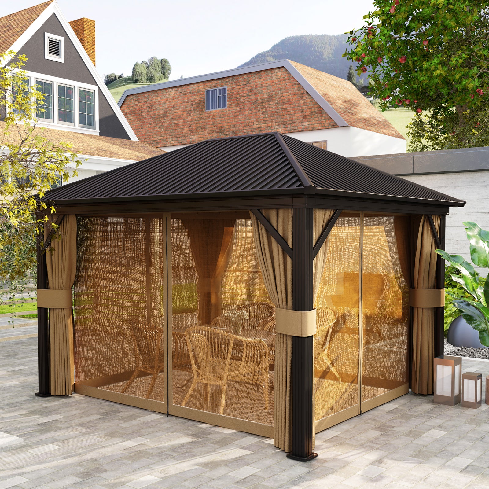 3x3.6m Outdoor Hardtop Gazebo With Aluminium Frame