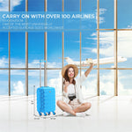 55x35x20cm Cabin Carry On Suitcase Hard Shell Overhead Luggage 100+ Airlines Approved | Cabin | Turquoise