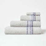Geometric 100% Cotton Towel | Bath Sheet | Grey