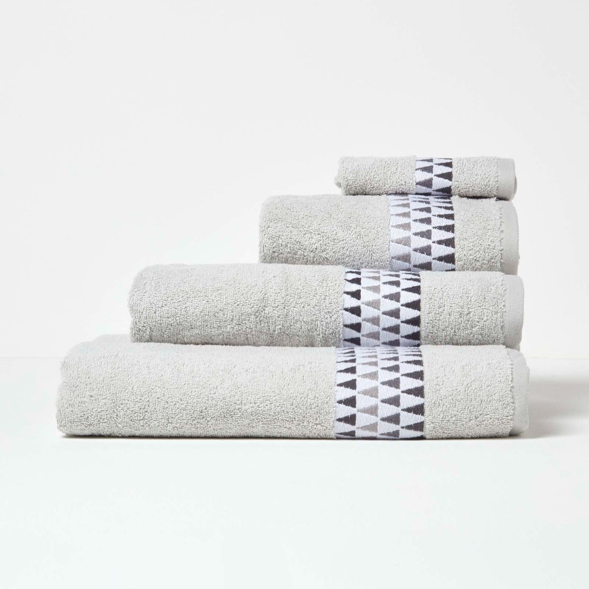 Geometric 100% Cotton Towel | Bath Sheet | Grey