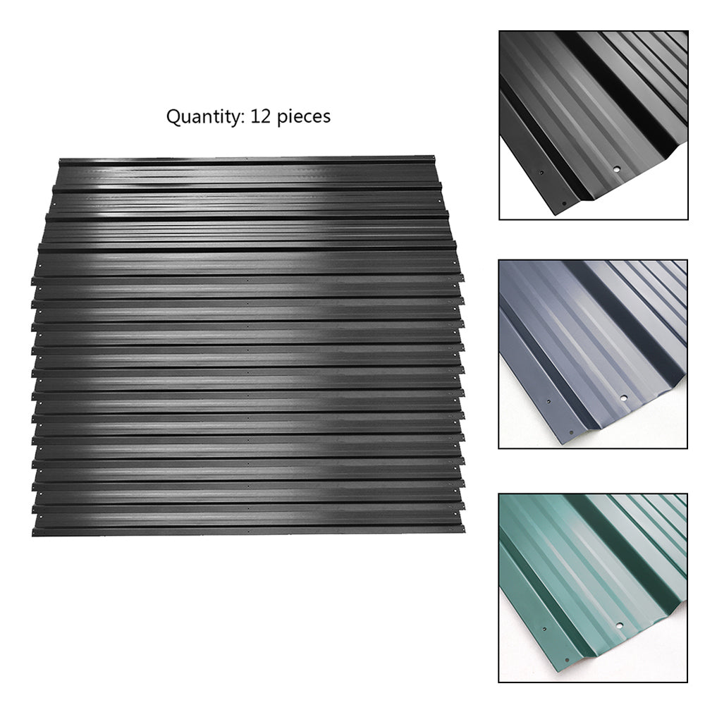 Set Of 12 Steel Corrugated Panels | Large | Charcoal Black