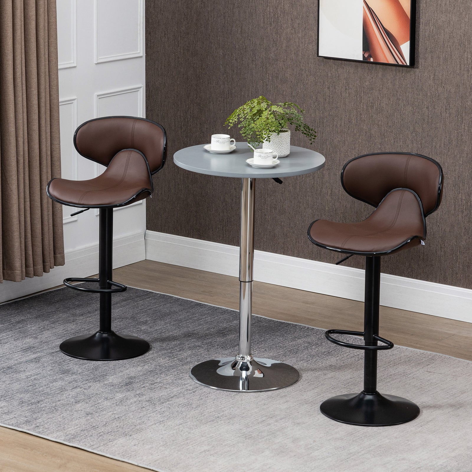 Adjustable Swivel Barstools Counter Set Of 2 | Brown