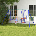 3 In 1 Metal Kids Swing Set With Swing, Glider, Rocking Chair