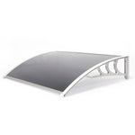 1.2m Grey Door Canopy Uv Stabilised Solid Polycarbonate Rain Shelter White Brackets