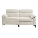 Minimalist Chenille Fabric Two-seat Sofa With Wooden Frame & Black Metal Legs | Beige