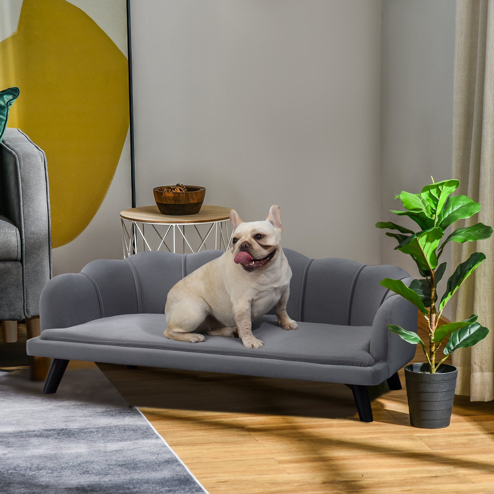 Dog Sofa, Pet Couch Bed For Medium, Large Dogs W/ Legs, Cushion | Gray