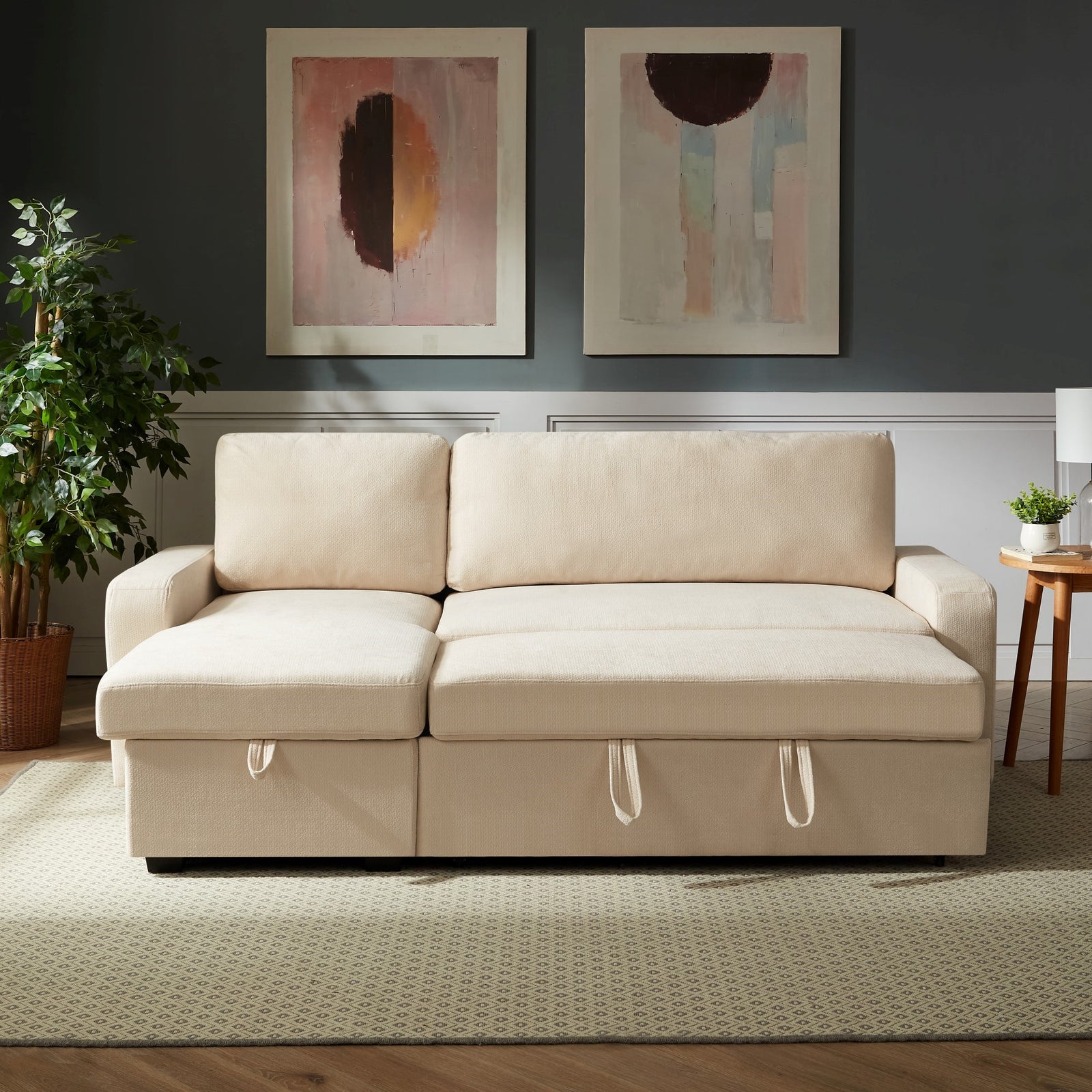 Coeburn Reversible Corner Sofabed With Storage | Cream