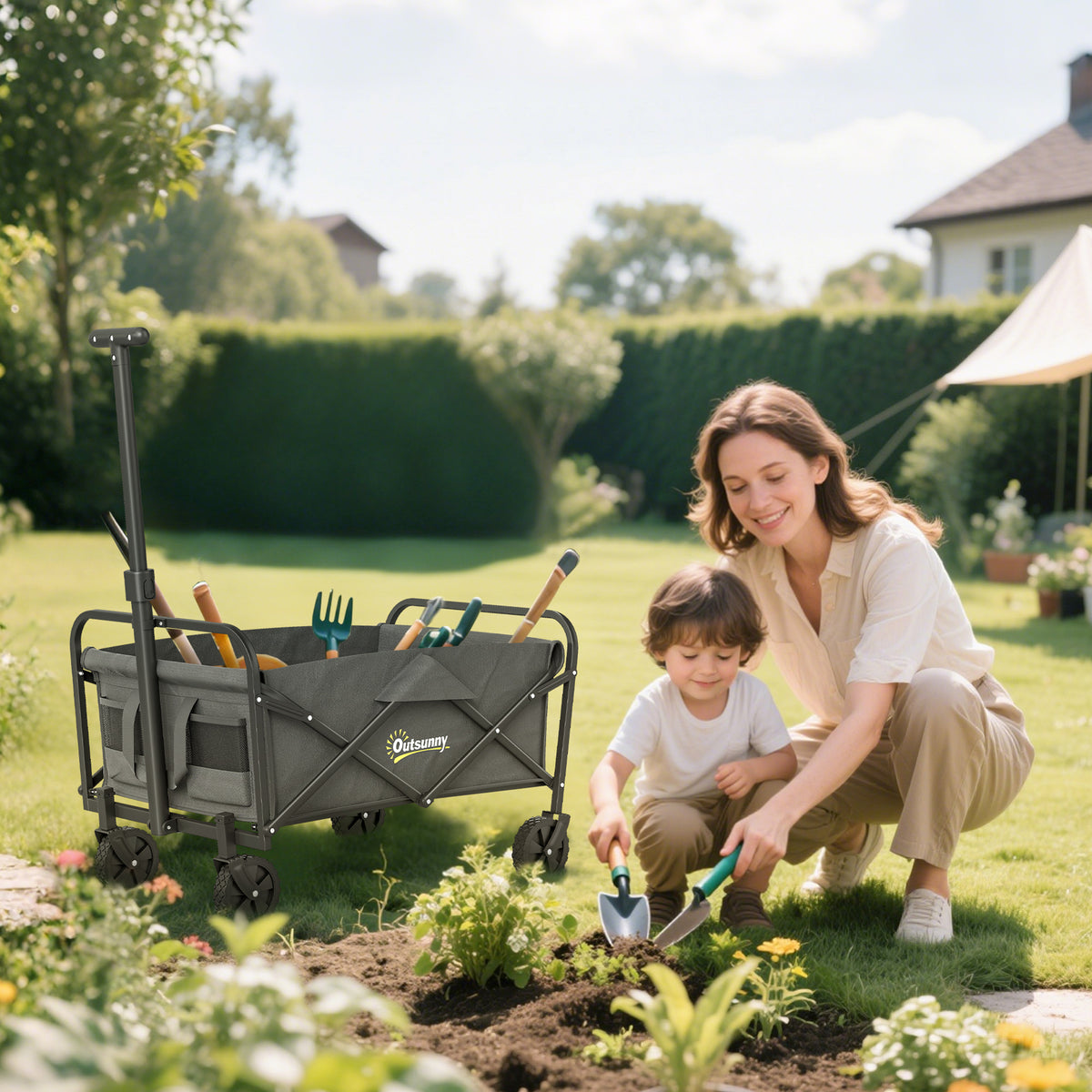 62l Festival Trolley, 100kg Heavy Duty Folding Trolley Cart | Grey