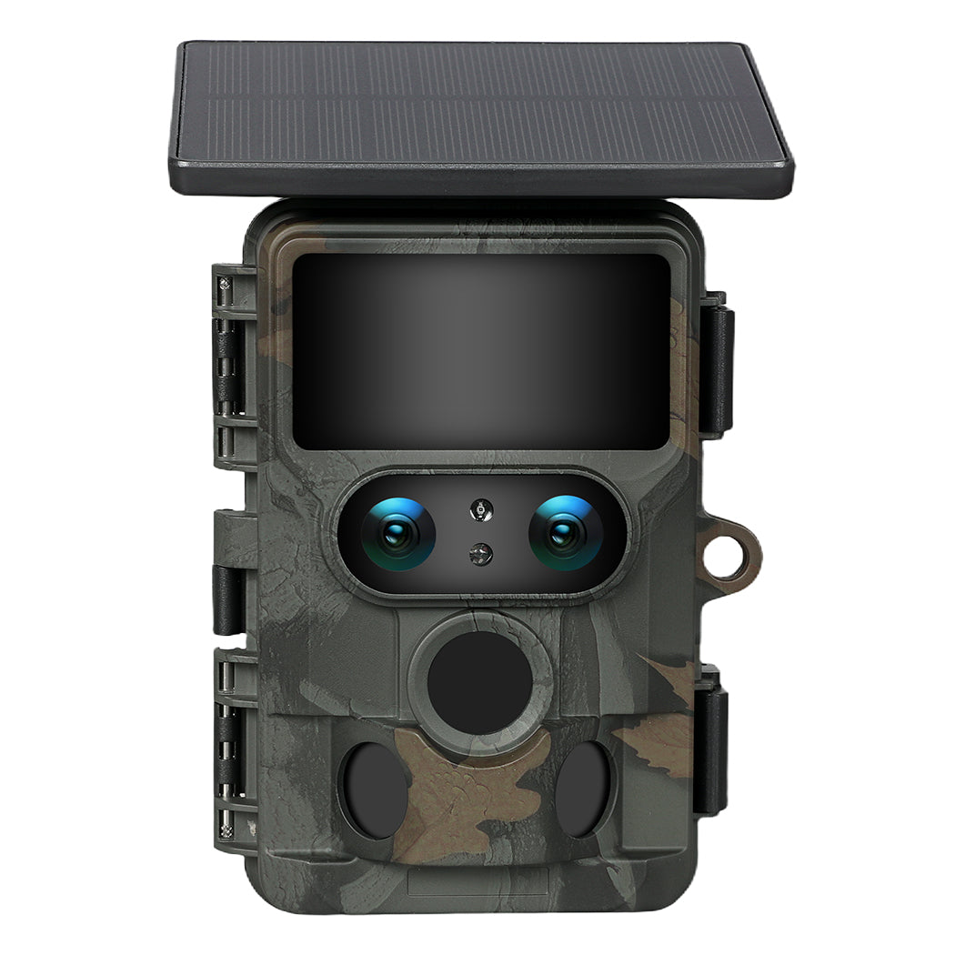 Solar Trail Camera 4k Dual Lens Wifi Bluetooth Night Vision 32gb Card | Camouflage