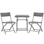3pc Bistro Set Rattan Furniture Garden Folding Chair Table | Black
