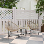 Rattan Bistro Set, Cushioned Acapulco Chairs, Glass Table | Natural