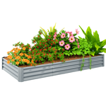 Galvanised Raised Garden Bed, 240x120x30cm Raised Bed | Silver