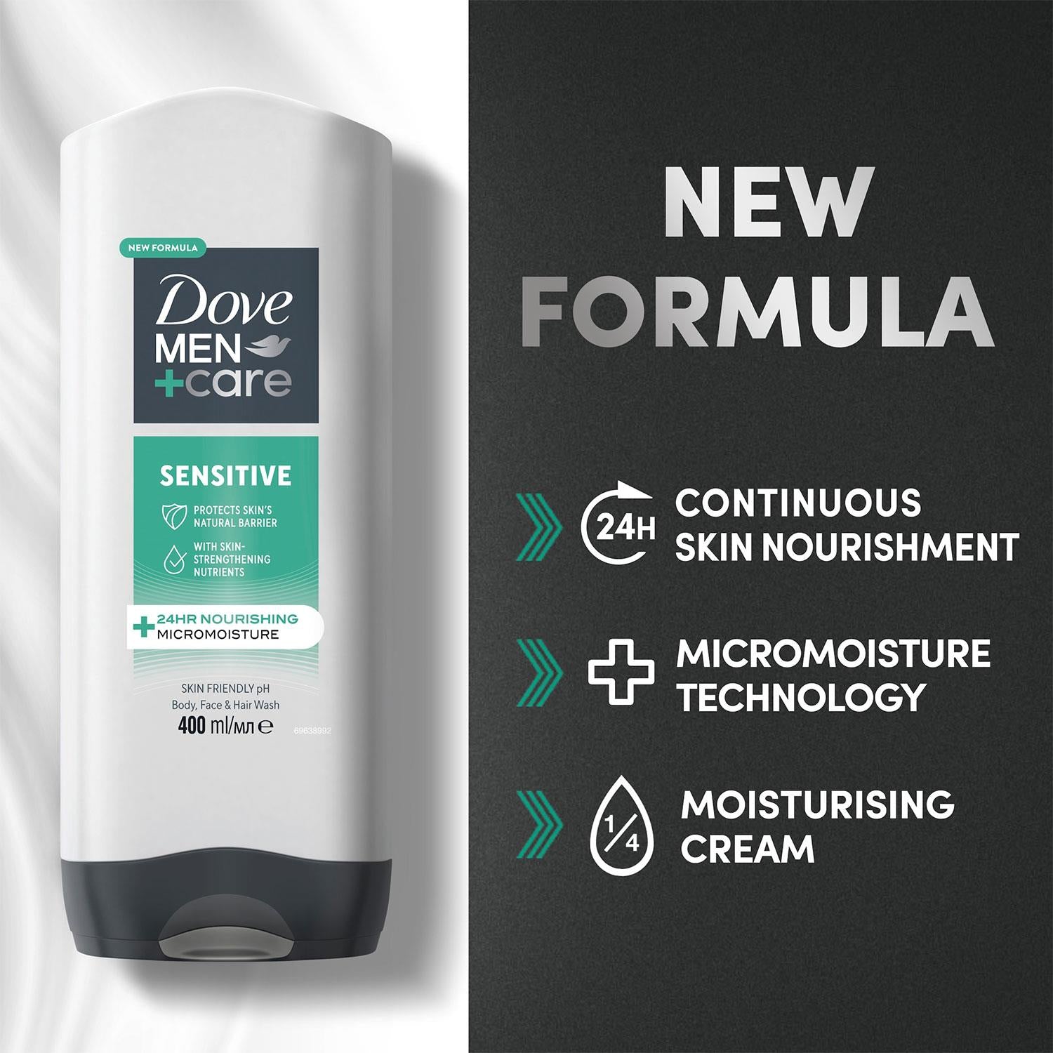 Men+care 3-in-1 Body, Face & Hair Wash Hydrating Sensitive 400ml, 6 Pack