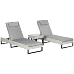 3pc Rattan Sun Lounger Set W/ Cushions
