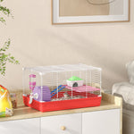 PawHut Hamster Cage Pet Animal Travel Cage Box Double Layers W/ Accessories