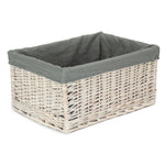 White Wash Grey Lined Open Storage Basket | Extra Large | Gray
