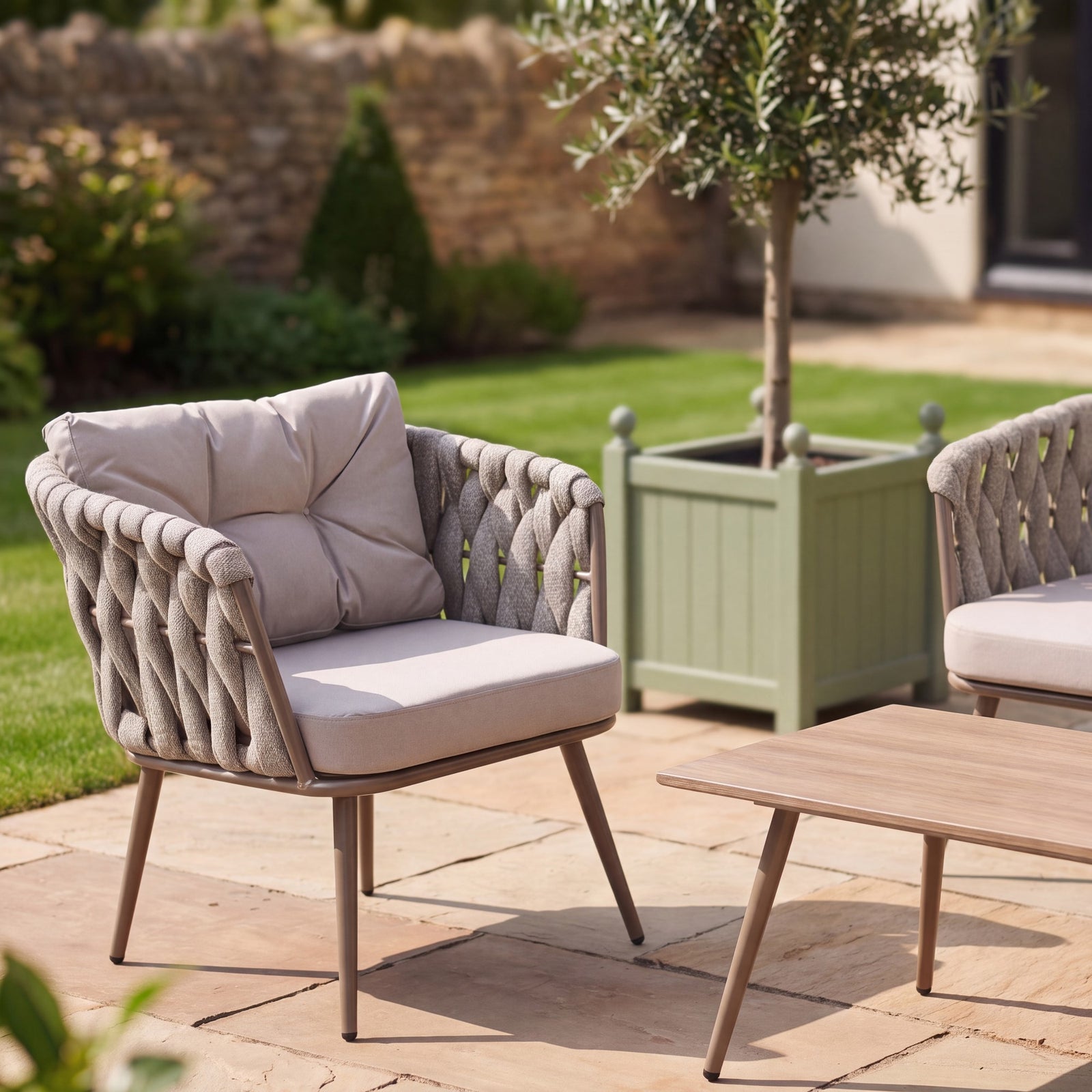 Hartley 4 Seater Garden Lounge Set With Coffee Table | Beige
