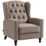 Marble Effect Reclining Armchair W/ Footrest | Brown