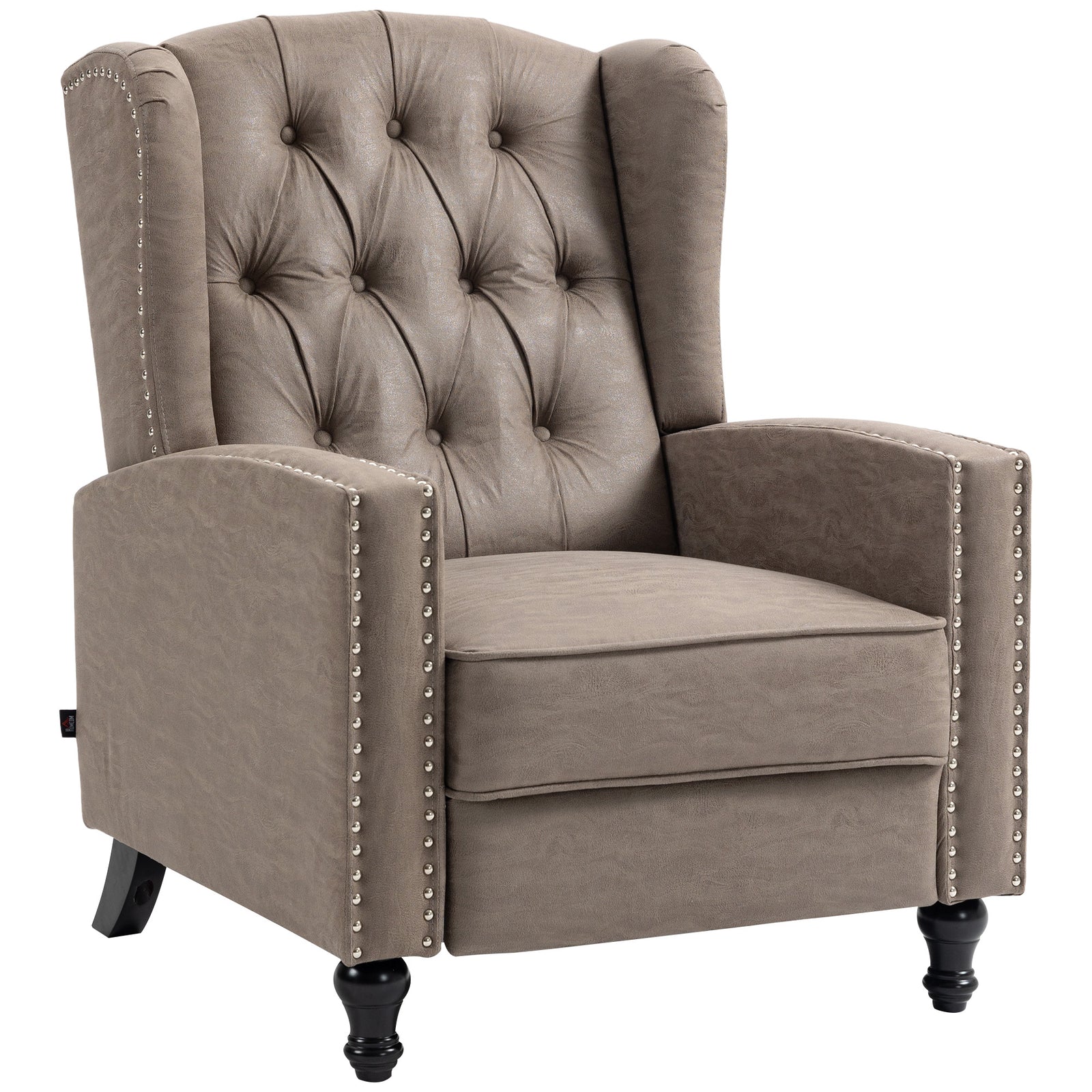 Marble Effect Reclining Armchair W/ Footrest | Brown
