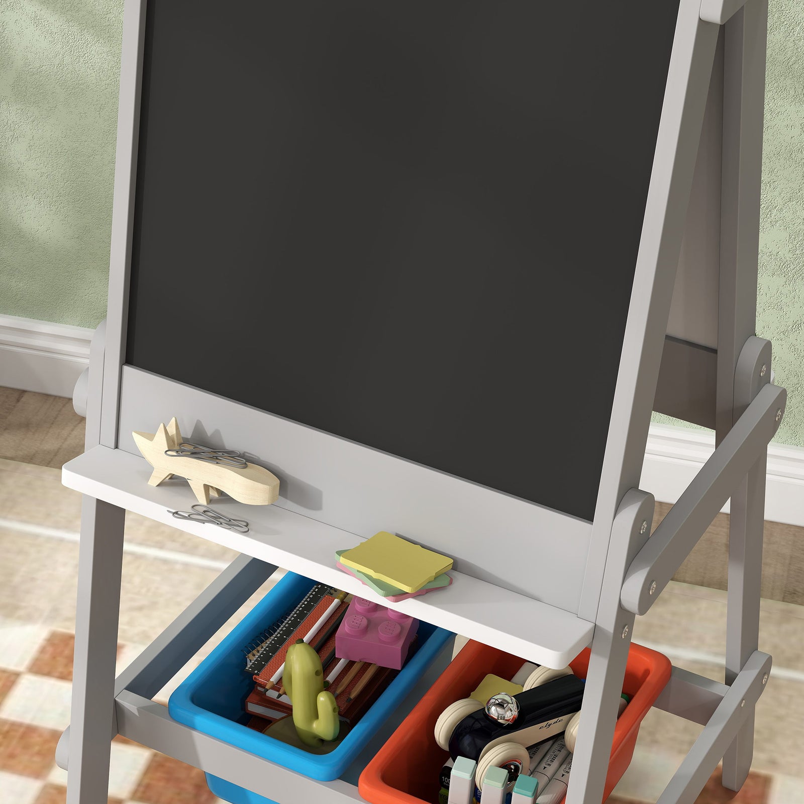 Aiyaplay Double Sided Art Easel For Kids With Paper Roll