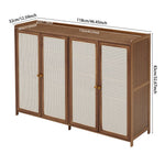 Modern Bamboo Shoe Cabinet – 4-door Textured Storage Unit With 6 Tiers For Stylish And Functional Entryway Organization