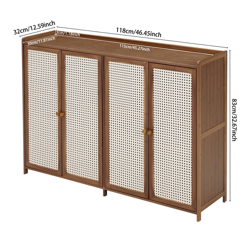 Modern Bamboo Shoe Cabinet – 4-door Textured Storage Unit With 6 Tiers For Stylish And Functional Entryway Organization