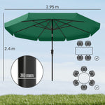 3 M Garden Parasol With Tilt & Crank, Upf30+ Outdoor Table Umbrella | Green
