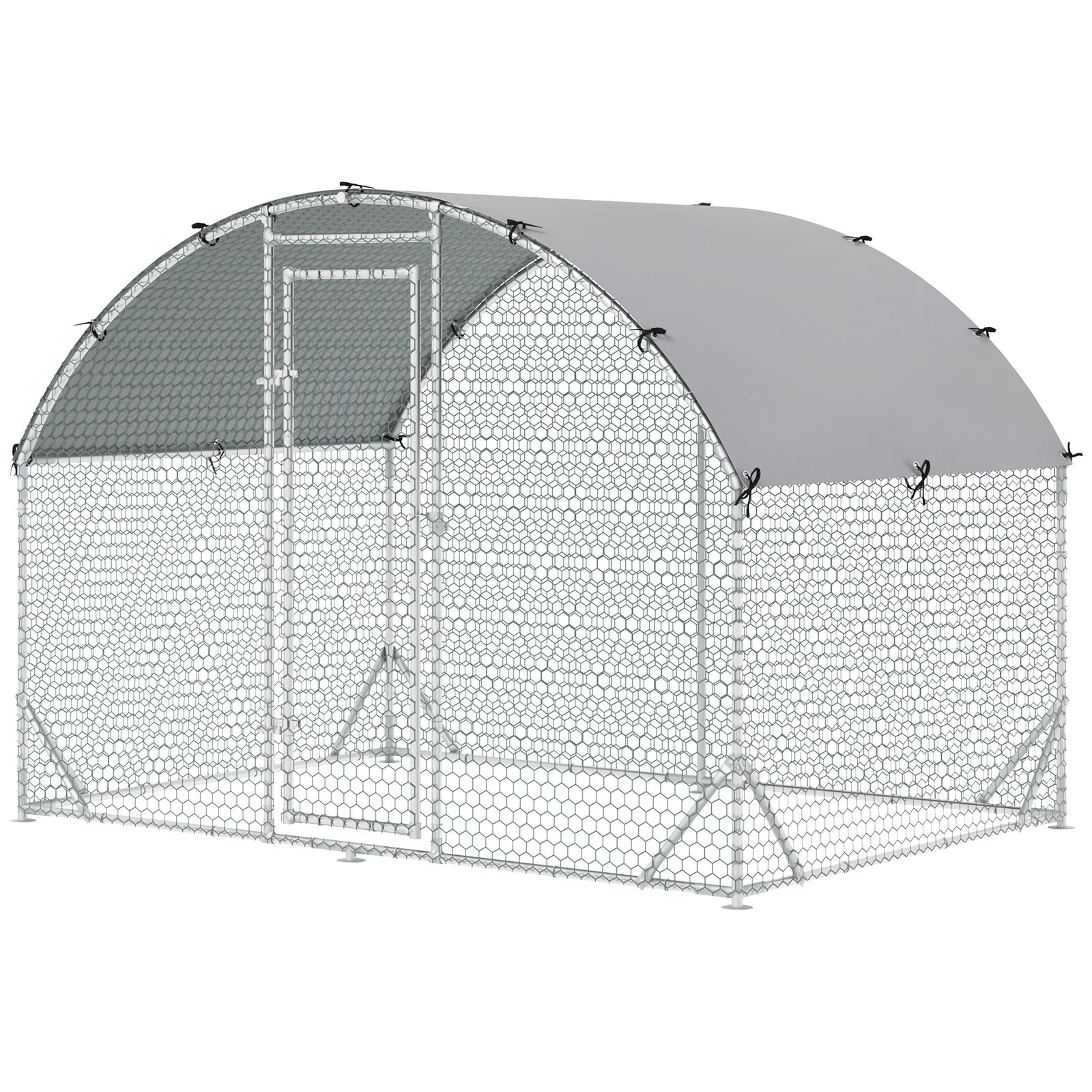 Walk-in Chicken Run Galvanised Chicken Coop W/ Cover | Small | Silver