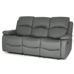 Bonded Leather Recliner Sofa - 3 Seater | Grey