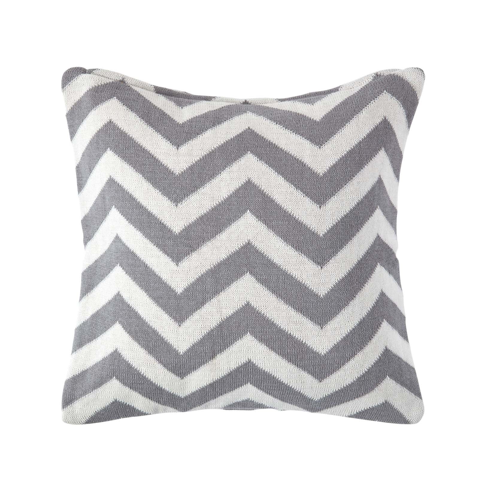 Geometric Cotton Knitted Cushion Cover | 45cm x 45cm | Grey & White